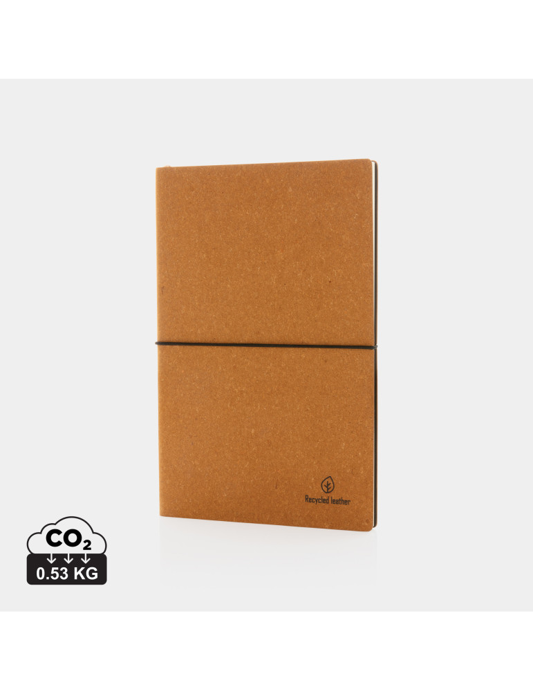 Carnet A5 cuir recyclé GRS 160 pages crème personnalisable