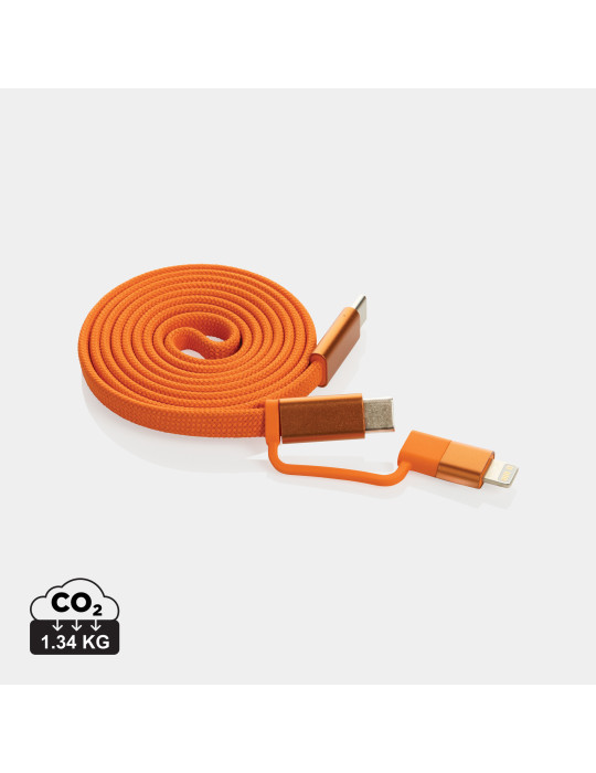 Câble magnétique 60W 2 en 1 Arc en PET RCS personnalisable