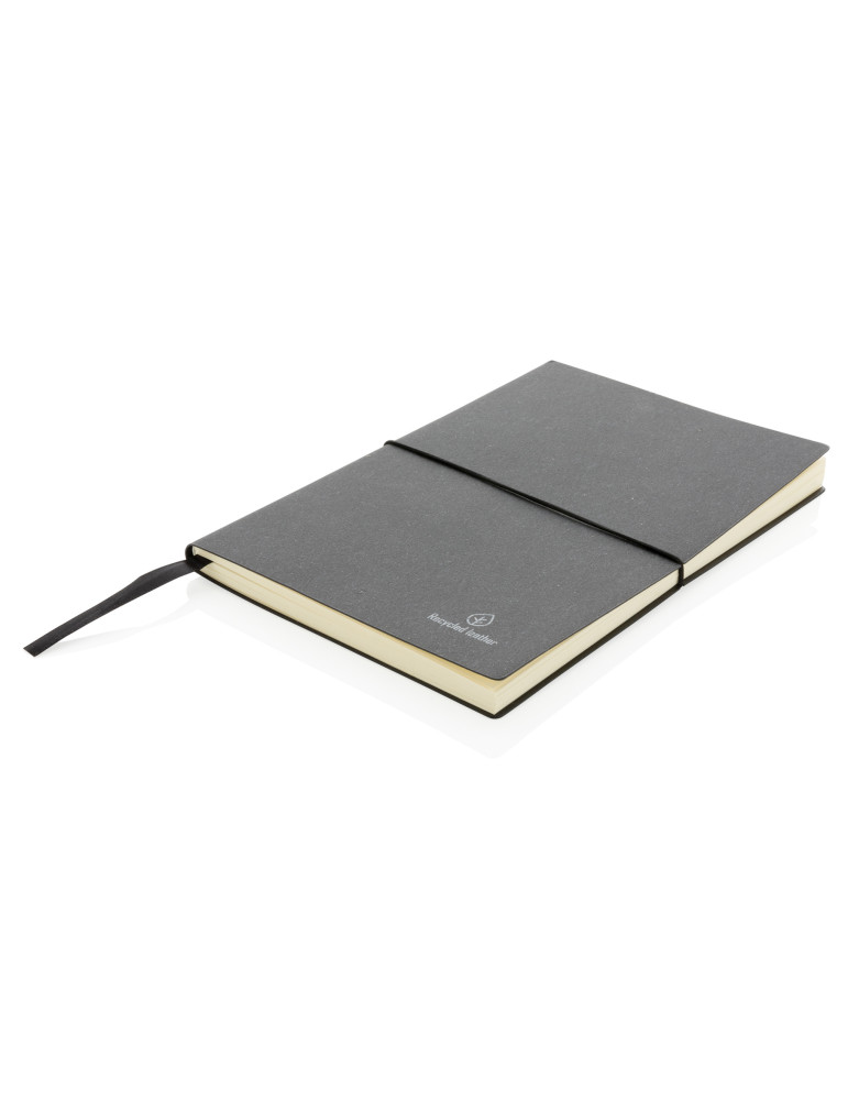 Carnet A5 cuir recyclé GRS 160 pages crème personnalisable
