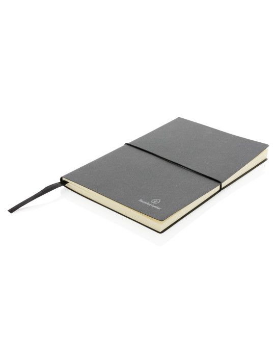 Carnet A5 cuir recyclé GRS 160 pages crème personnalisable