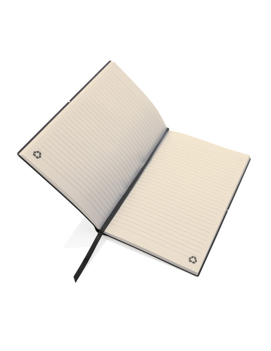 Carnet A5 cuir recyclé GRS 160 pages crème personnalisable
