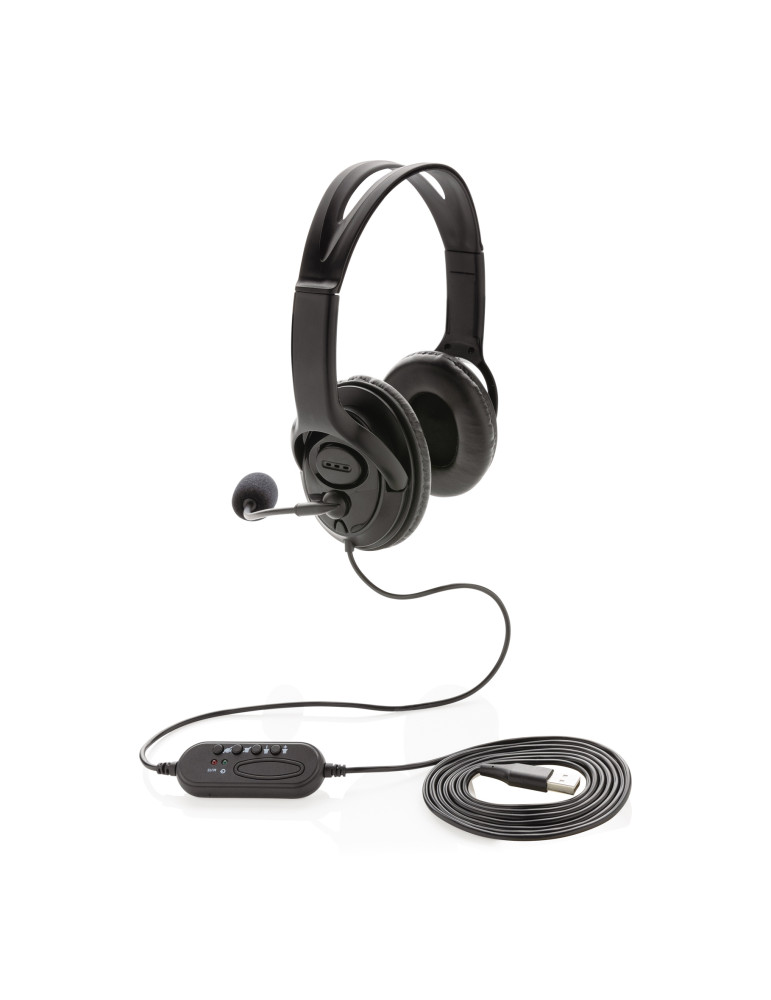 Casque filaire USB-A avec commande volume personnalisable