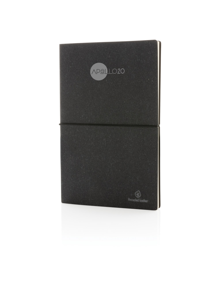 Carnet A5 cuir recyclé GRS 160 pages crème personnalisable