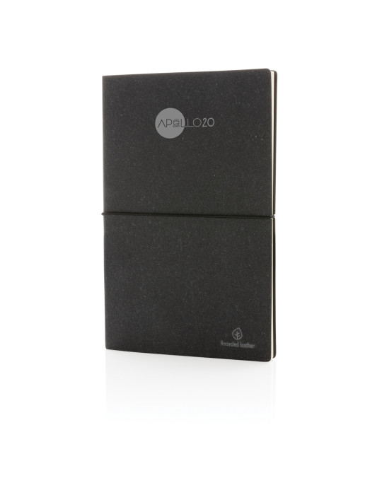 Carnet A5 cuir recyclé GRS 160 pages crème personnalisable