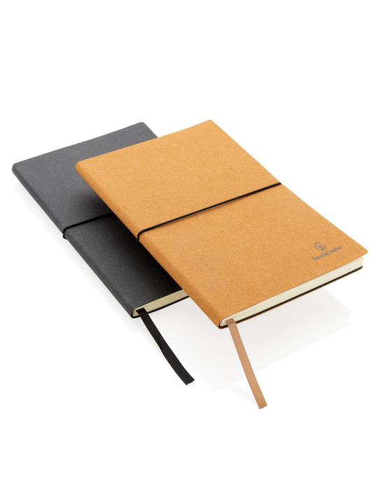 Carnet A5 cuir recyclé GRS 160 pages crème personnalisable