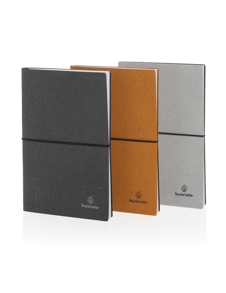 Carnet A5 cuir recyclé GRS 160 pages crème personnalisable