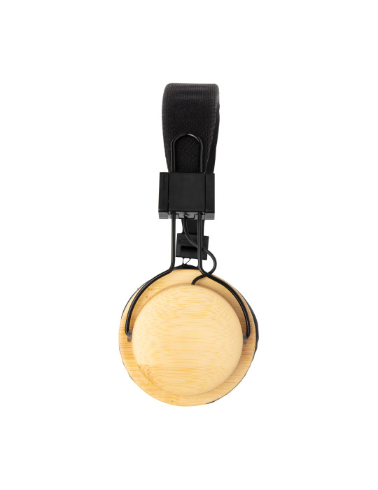 Casque sans fil à détails bambou et microphone personnalisable