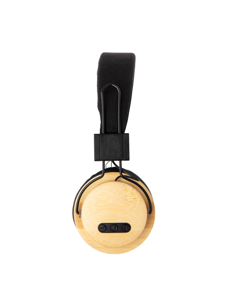 Casque sans fil à détails bambou et microphone personnalisable