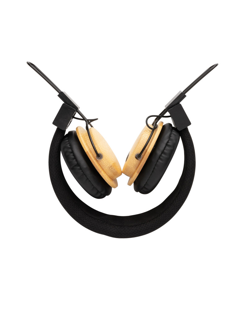 Casque sans fil à détails bambou et microphone personnalisable