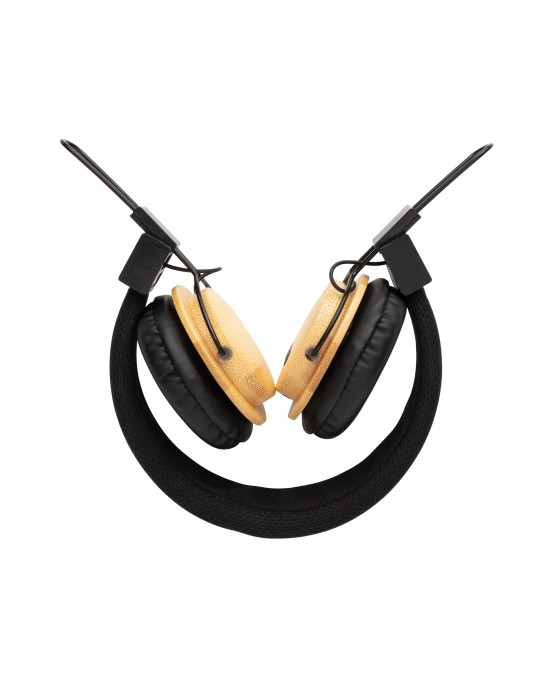 Casque sans fil à détails bambou et microphone personnalisable