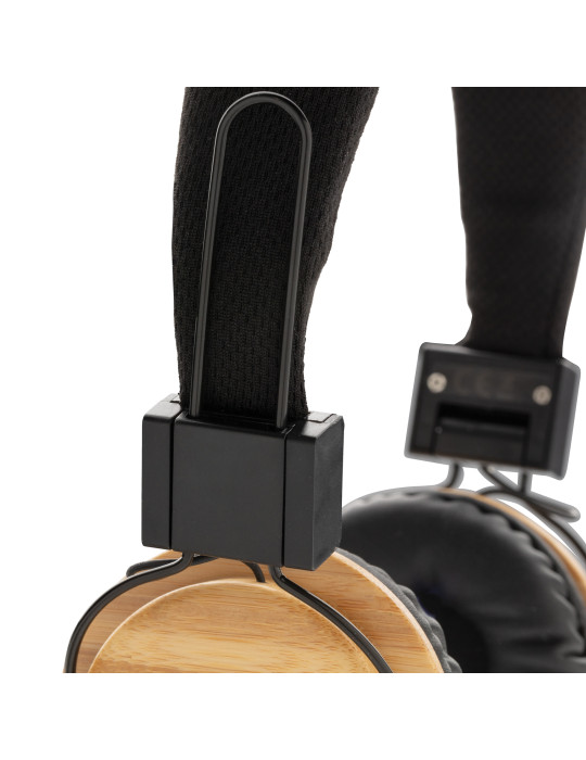 Casque sans fil à détails bambou et microphone personnalisable