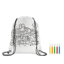 Sac à Cordon Non Tissé Personnalisé - CARRYDRAW Matières : polypropylène (PP) Couleurs : blanc