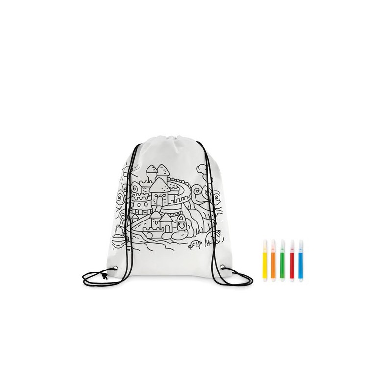 Sac à Cordon Non Tissé Personnalisé - CARRYDRAW Matières : polypropylène (PP) Couleurs : blanc