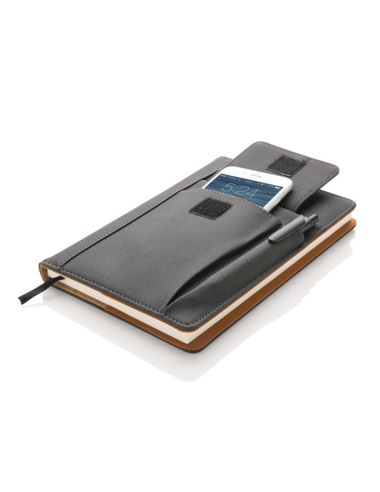 Carnet A5 à housse réutilisable et poche téléphone personnalisable