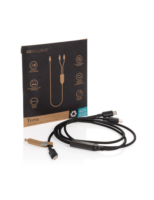 Câble 100W à double sortie USB-C Terra RCS personnalisable