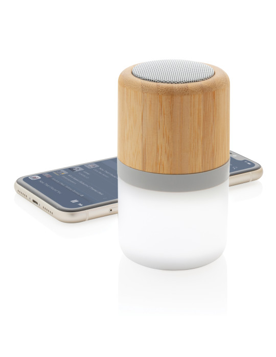 Enceinte bambou 3 W à lumière d’ambiance personnalisable