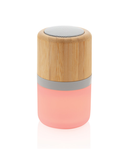 Enceinte bambou 3 W à lumière d’ambiance personnalisable
