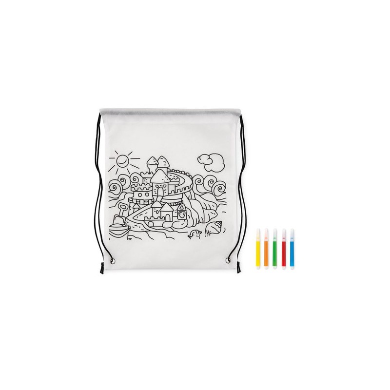 Sac à Cordon Non Tissé Personnalisé - CARRYDRAW Matières : polypropylène (PP) Couleurs : blanc personnalisable avec votre logo