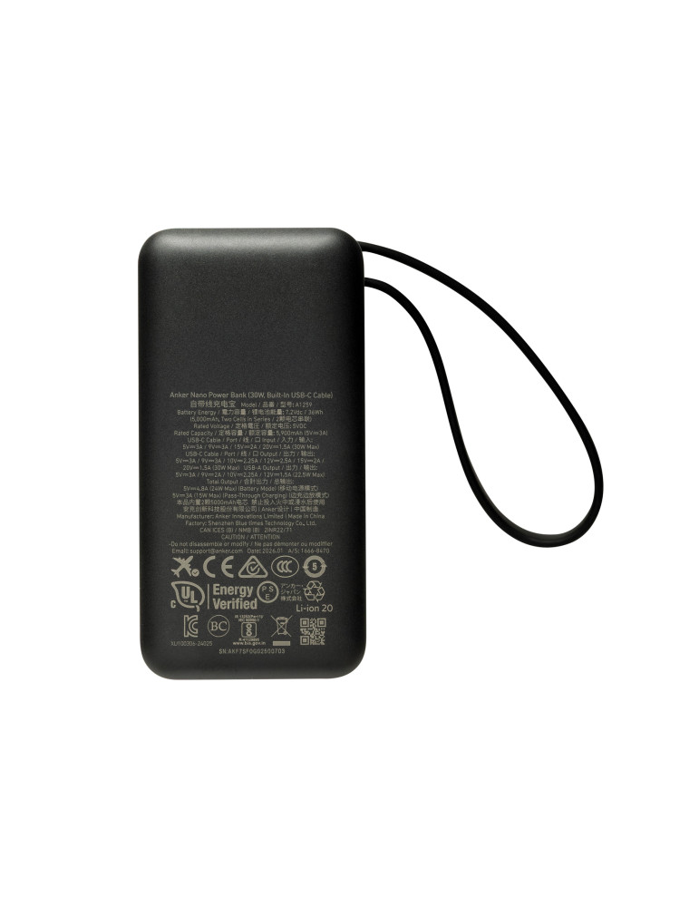 Batterie externe Anker Nano 30 W avec câble USB-C personnalisable