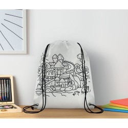 Sac à Cordon Non Tissé Personnalisé - CARRYDRAW Matières : polypropylène (PP) Couleurs : blanc cadeau entreprise pas cher