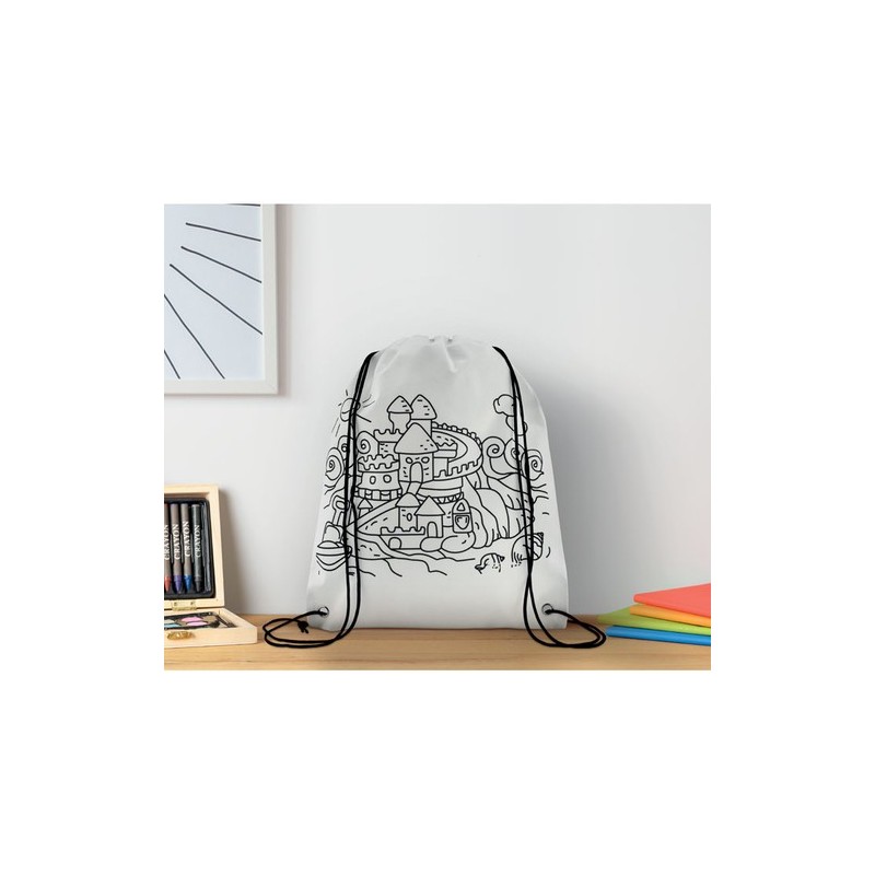 Sac à Cordon Non Tissé Personnalisé - CARRYDRAW Matières : polypropylène (PP) Couleurs : blanc cadeau entreprise pas cher
