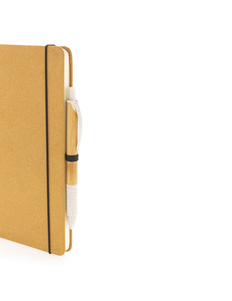 Carnet A5 rigide cuir recyclé GRS papier blanc personnalisable