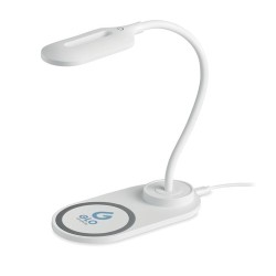 Lampe de bureau  et chargeur haute technologie SATURN Matières : ABS Couleurs : blanc cadeau entreprise pas cher