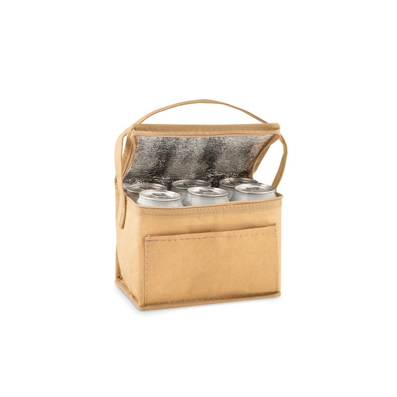 Sac isotherme personnalisé 6 canettes - PAPERCOOL Matières : aluminium Couleurs : beige personnalisable avec votre logo