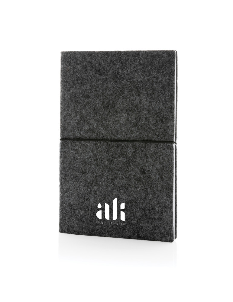 Cahier A5 souple en feutre recyclé GRS personnalisable