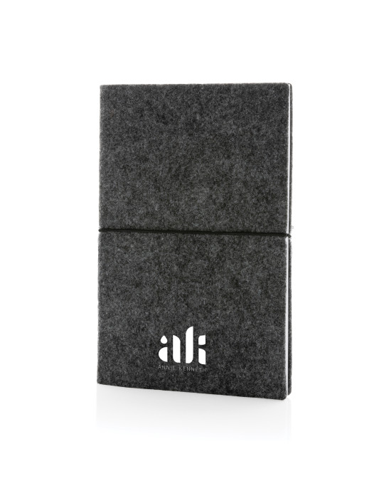 Cahier A5 souple en feutre recyclé GRS personnalisable
