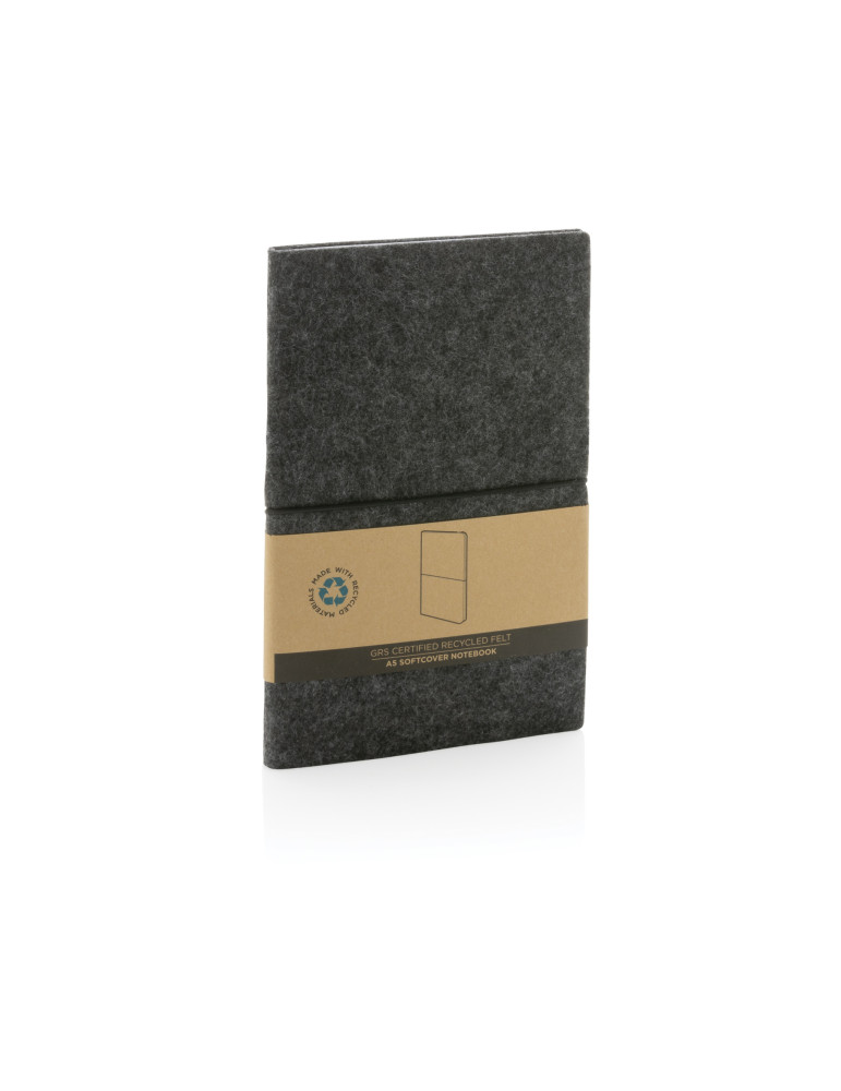 Cahier A5 souple en feutre recyclé GRS personnalisable