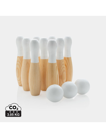 Jeu de 9 quilles en bois de pin personnalisable