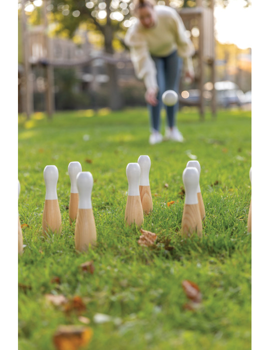 Jeu de 9 quilles en bois de pin personnalisable