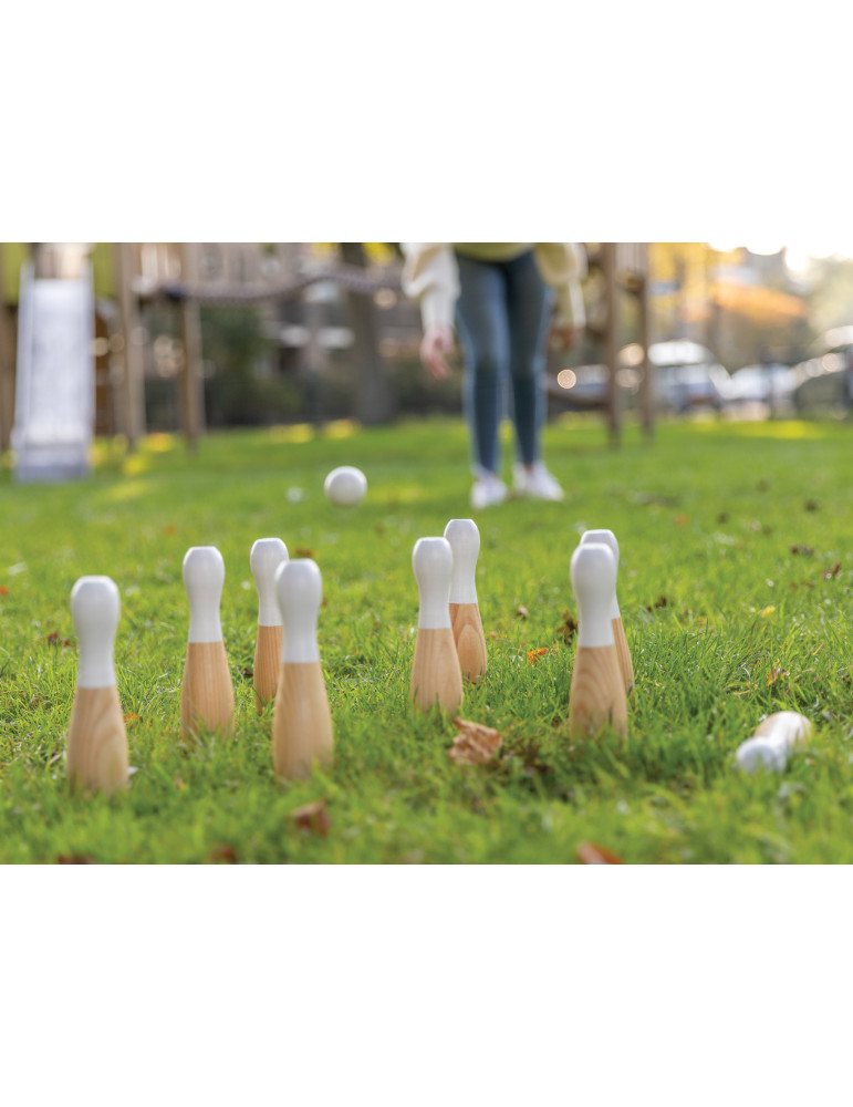 Jeu de 9 quilles en bois de pin personnalisable