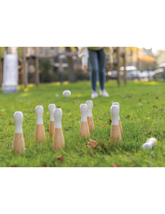 Jeu de 9 quilles en bois de pin personnalisable