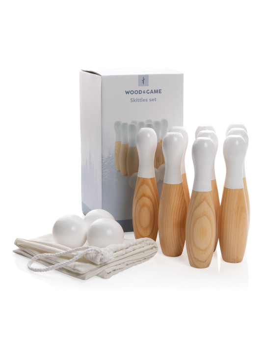 Jeu de 9 quilles en bois de pin personnalisable