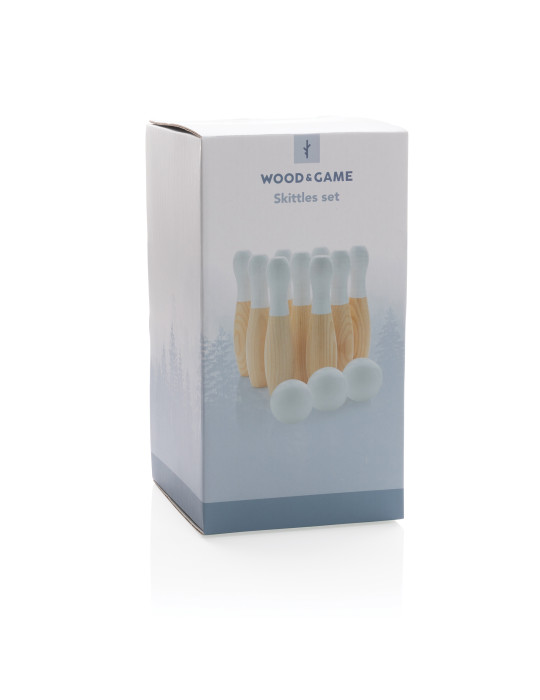 Jeu de 9 quilles en bois de pin personnalisable