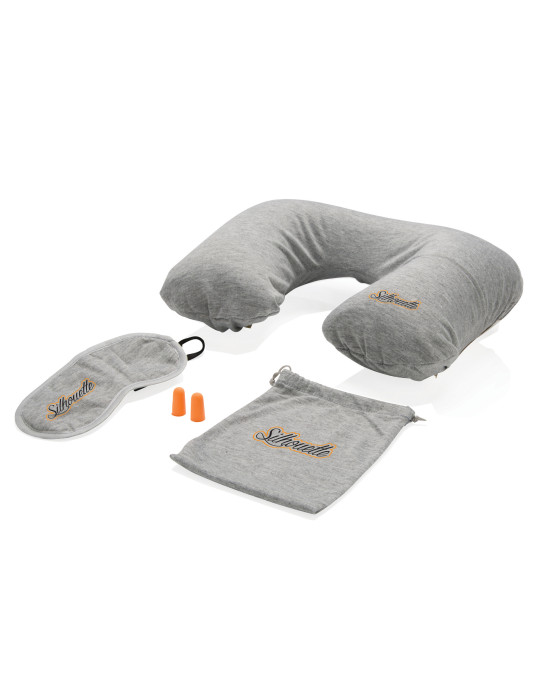 Set confort voyage coussin masque et bouchons personnalisable