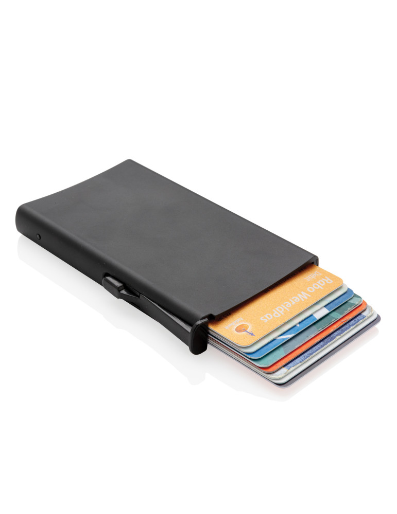 Porte-cartes aluminium à glissière RFID personnalisable