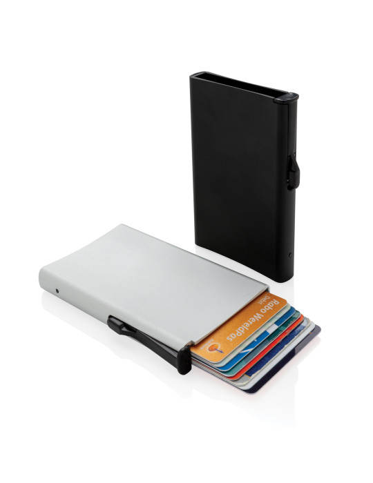 Porte-cartes aluminium à glissière RFID personnalisable