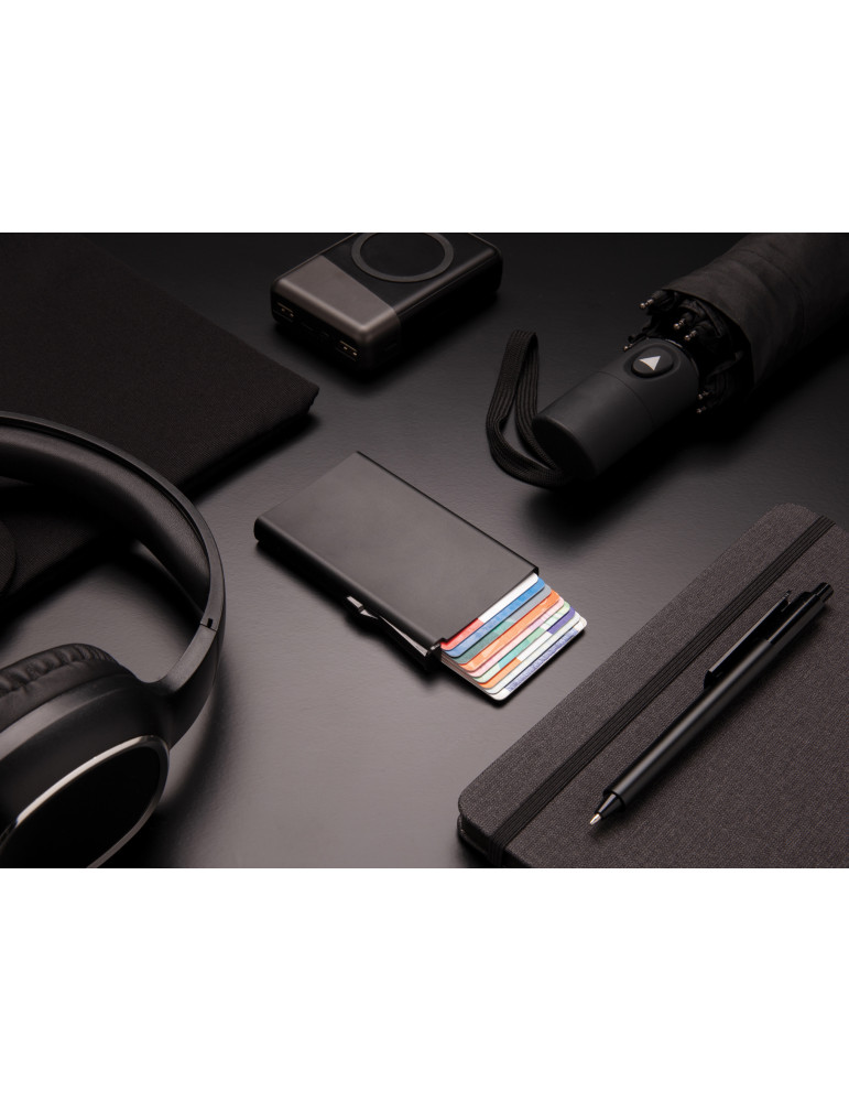 Porte-cartes aluminium à glissière RFID personnalisable