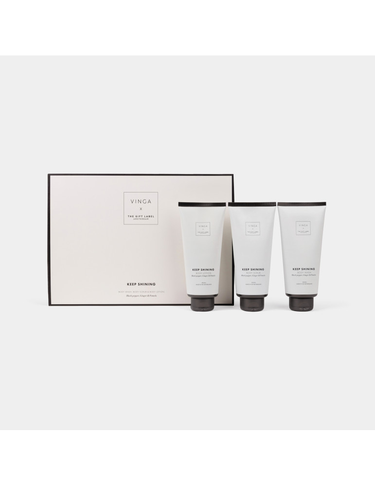 Coffret soins corporels VINGA x TGL trois tubes 200 ml publicitaire