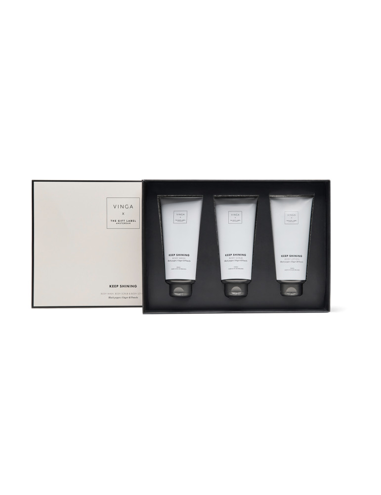 Coffret soins corporels VINGA x TGL trois tubes 200 ml publicitaire