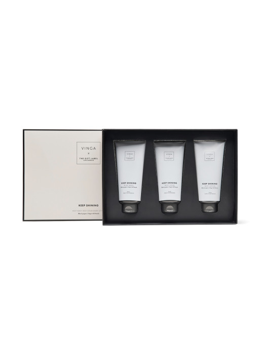 Coffret soins corporels VINGA x TGL trois tubes 200 ml publicitaire