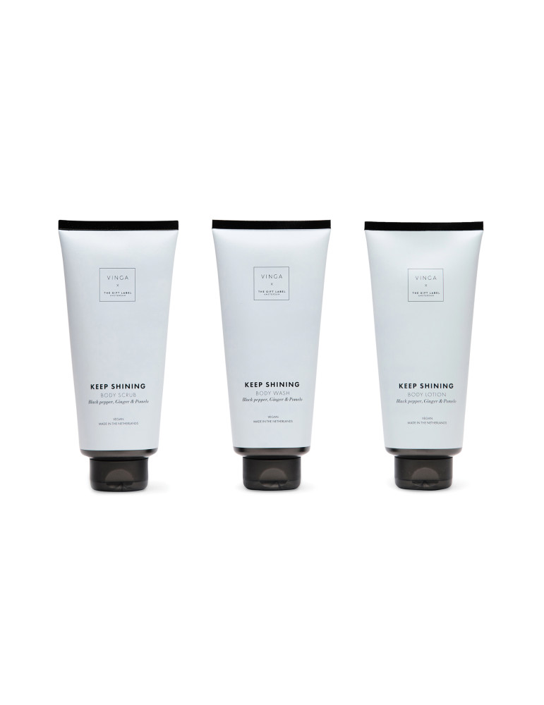 Coffret soins corporels VINGA x TGL trois tubes 200 ml publicitaire