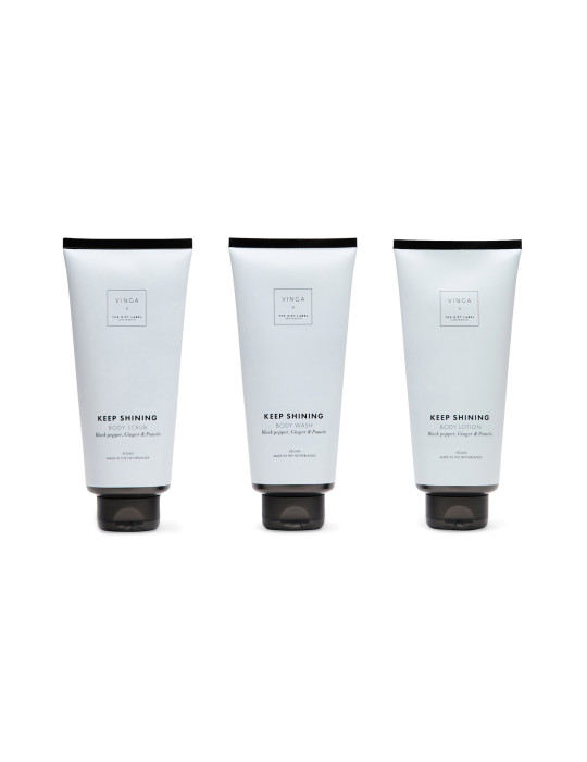 Coffret soins corporels VINGA x TGL trois tubes 200 ml publicitaire