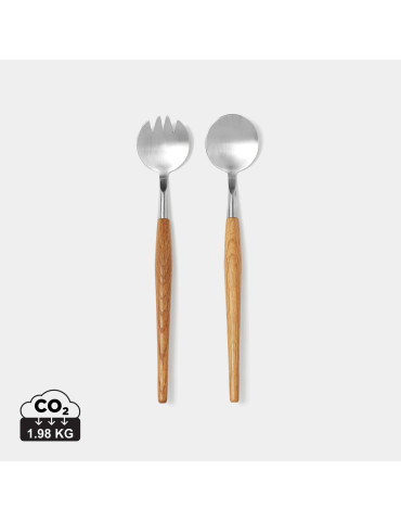 Couverts de service Vinga Retro manches chêne personnalisable