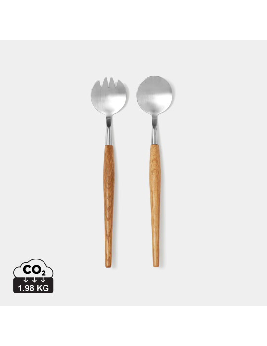 Couverts de service Vinga Retro manches chêne personnalisable