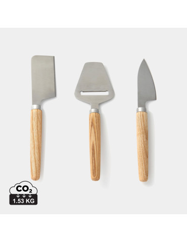 Trois couteaux à fromage Vinga Retro manches frêne personnalisable