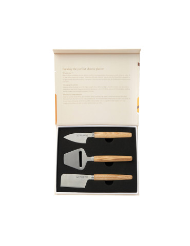 Trois couteaux à fromage Vinga Retro manches frêne personnalisable 2